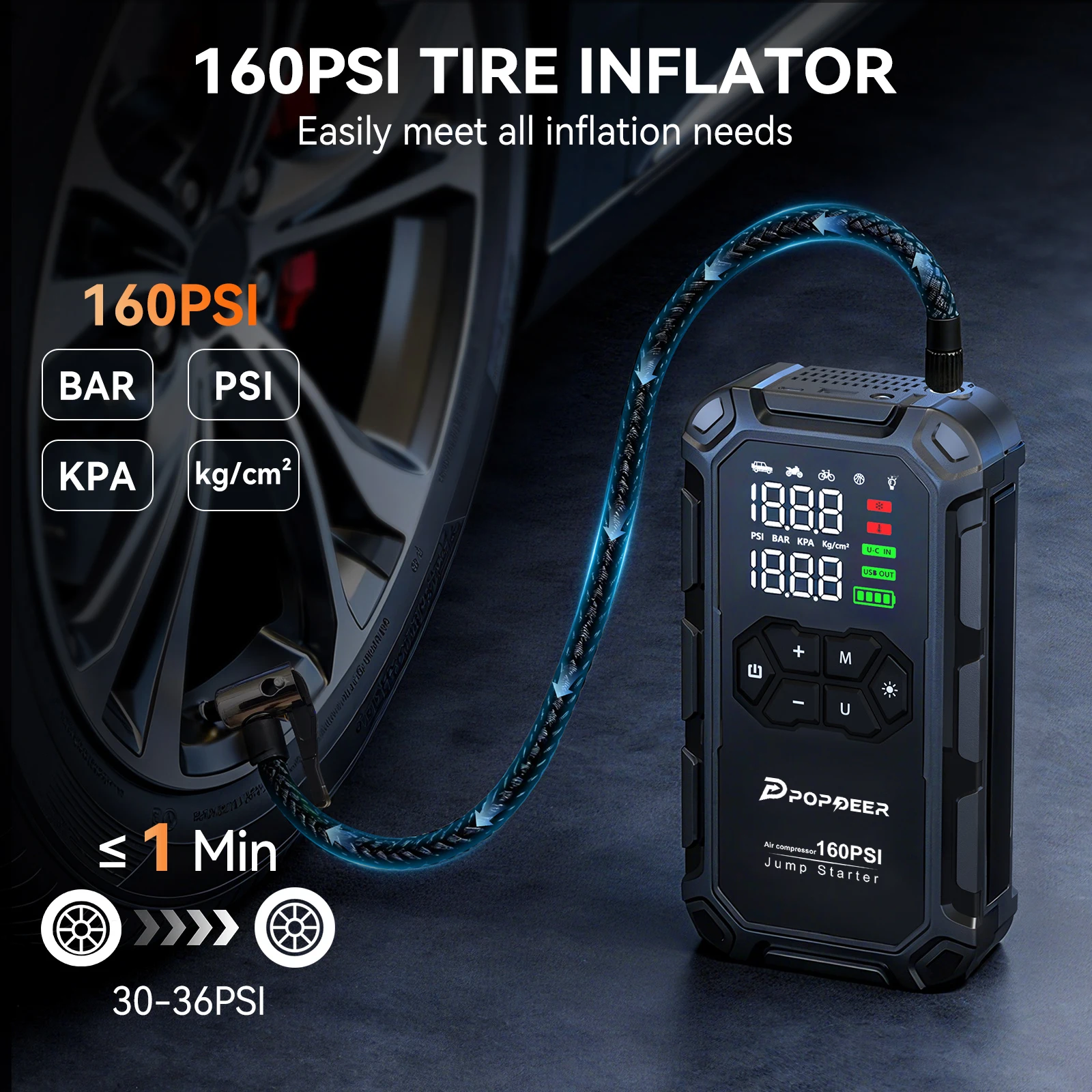 POPDEER PD-JA66 car jump starter 6000A — Niuxtech
