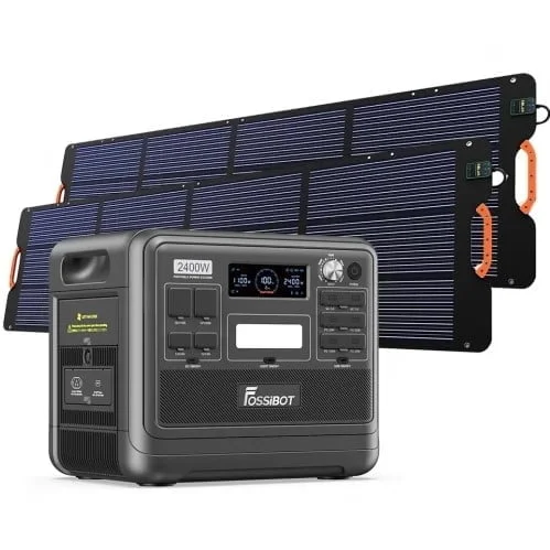 FOSSiBOT F2400 Portable Power Station + FOSSiBOT SP200 18V 200W Foldable  Solar Panel